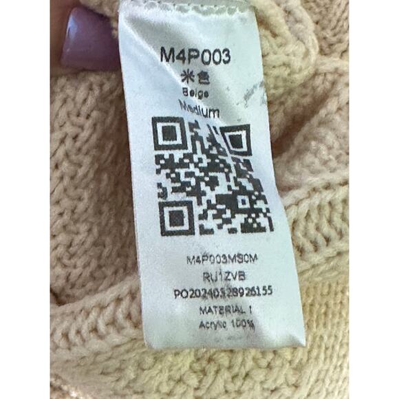 Beige Aran cable knit long sleeves sweater size M - Picture 3 of 8